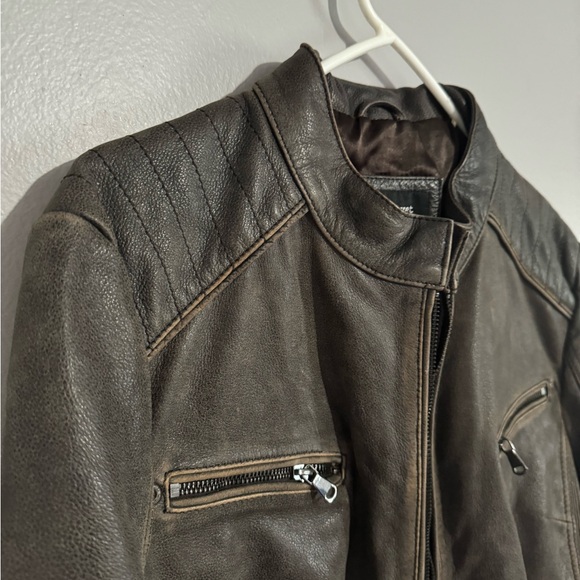 Black Rivet Brown Fringe Leather Jacket Size XXL - Picture 8 of 9